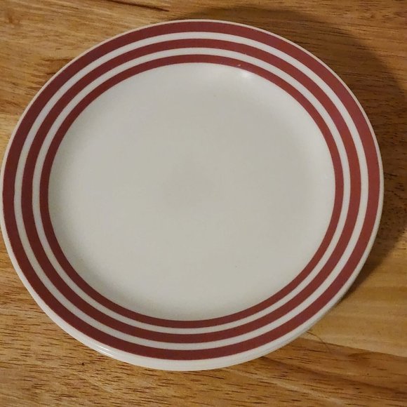 Set of 4 Corelle Rose Rainbow Bread Dessert Salad Plates 7" thick red stripes - Picture 4 of 11